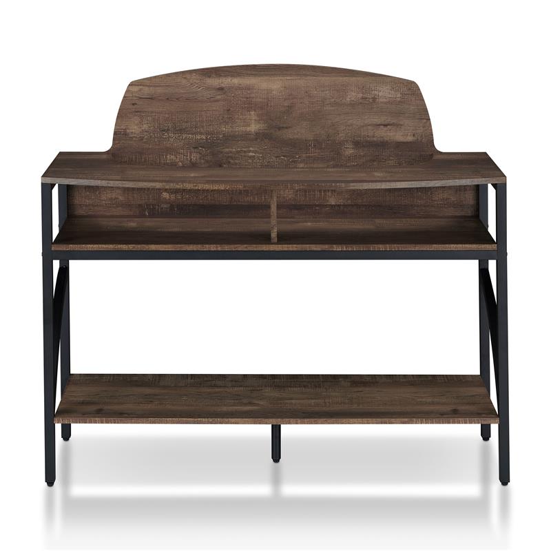 Bowery Hill Modern Wood 3-Shelf Console Table in Reclaimed Oak