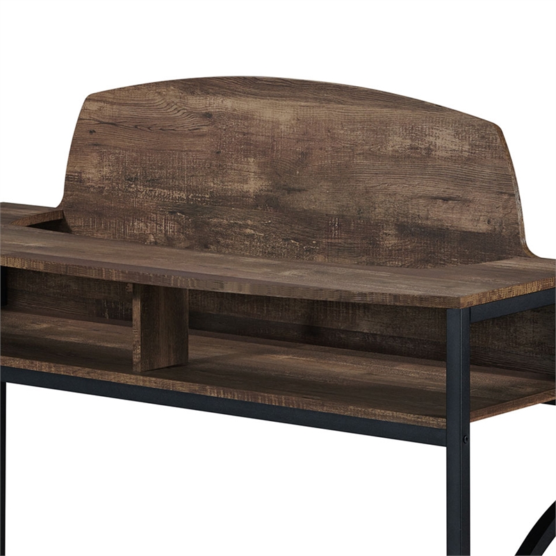 Bowery Hill Modern Wood 3-Shelf Console Table in Reclaimed Oak