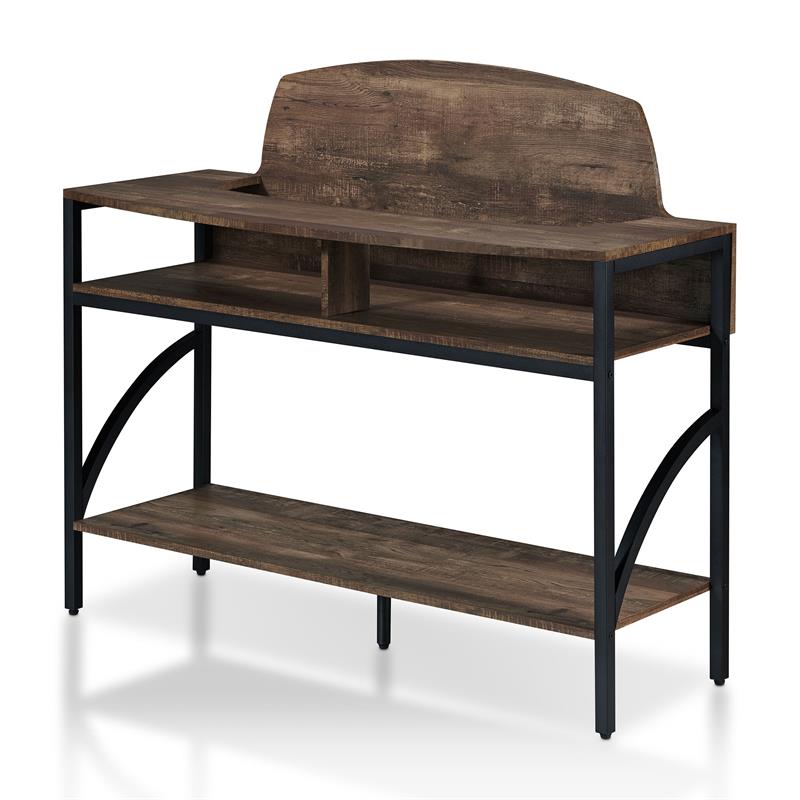 Bowery Hill Modern Wood 3-Shelf Console Table in Reclaimed Oak