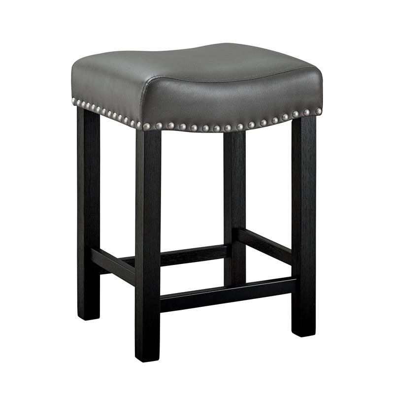 Bowery Hill Modern Gray Faux Leather Solid Wood Counter Stool