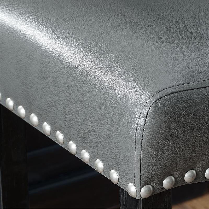 Bowery Hill Modern Gray Faux Leather Solid Wood Counter Stool