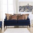Bowery Hill Transitional Soft Texture Chenille Loveseat in Navy
