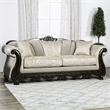 Bowery Hill Traditional Soft Texture Chenille Upholstered Sofa in Ivory