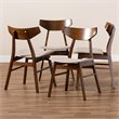 Bowery Hill Modern Beige Upholstered Wood 4-Piece Dining Chair Set