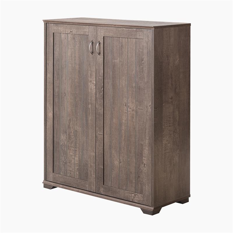 Bowery Hill Modern Wood Shoe Cabinet with 5-Shelf in Walnut Oak