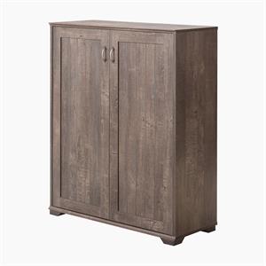 Bowery Hill Modern Wood Shoe Cabinet with 5-Shelf in Walnut Oak