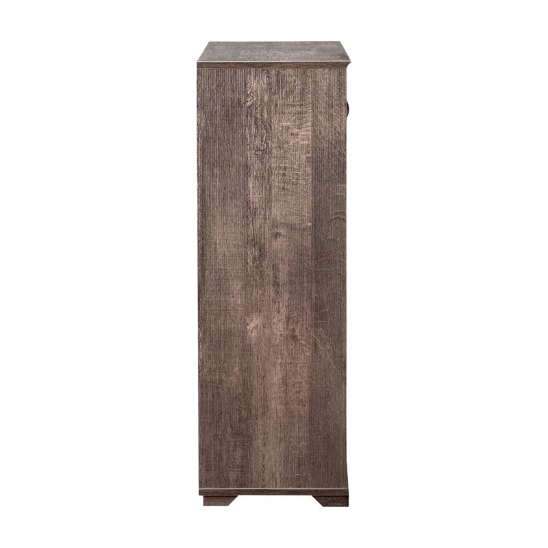 Bowery Hill Modern Wood Shoe Cabinet with 5-Shelf in Walnut Oak