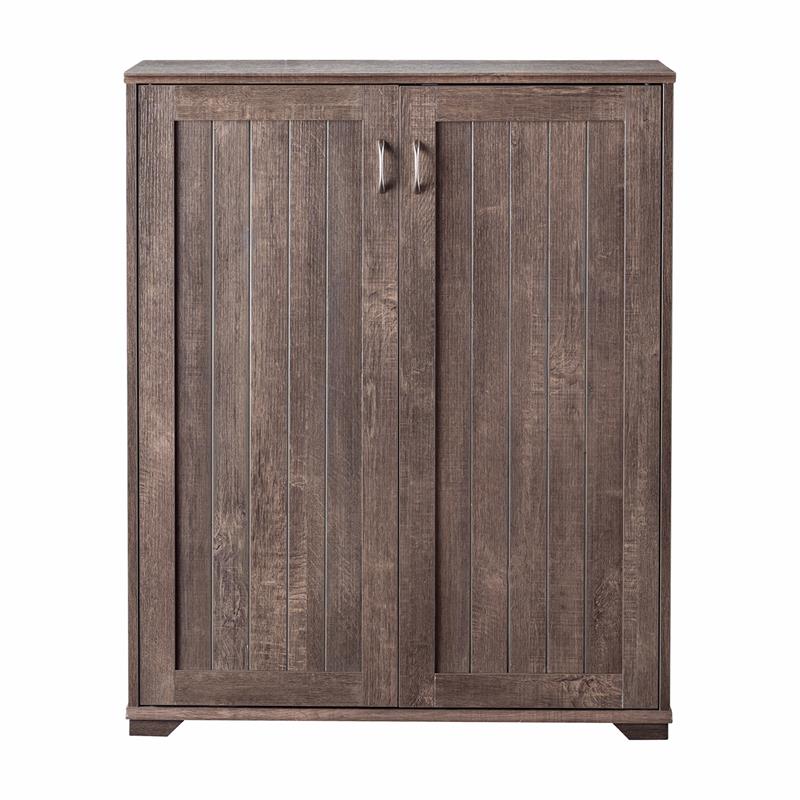 Bowery Hill Modern Wood Shoe Cabinet with 5-Shelf in Walnut Oak