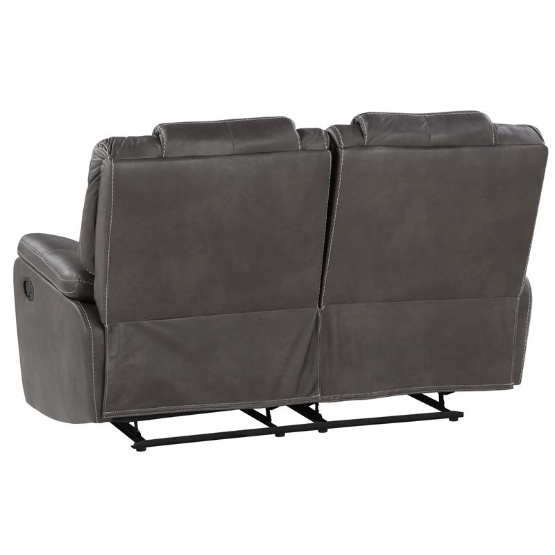 Bowery Hill Modern Charcoal Faux Leather Manual Reclining Loveseat
