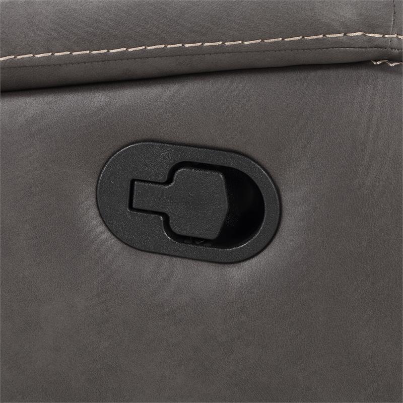 Bowery Hill Modern Charcoal Faux Leather Manual Reclining Loveseat