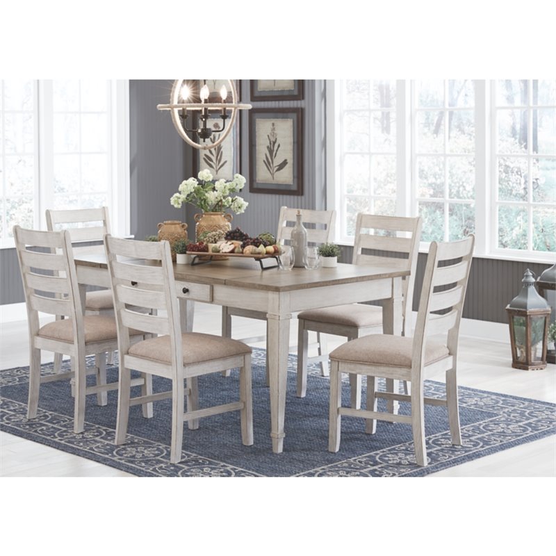 Bowery Hill Contemporary Dining Table in White and Light Brown