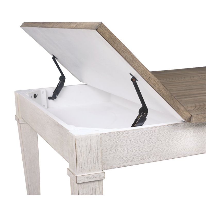 Bowery Hill Contemporary Dining Table in White and Light Brown