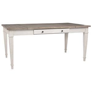 Bowery Hill Contemporary Dining Table in White and Light Brown
