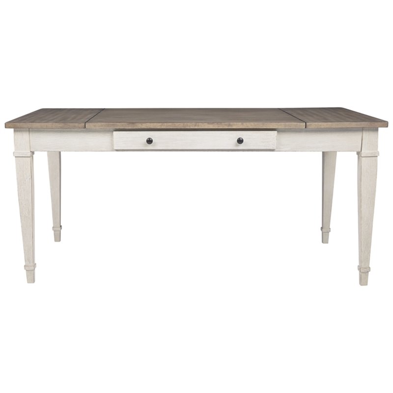 Bowery Hill Contemporary Dining Table in White and Light Brown