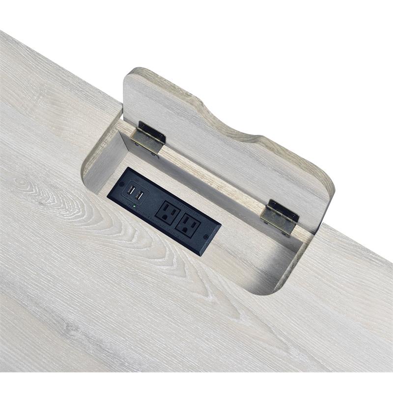 Bowery Hill Wood Top Writing Desk with 2 Drawers in Natural and Black