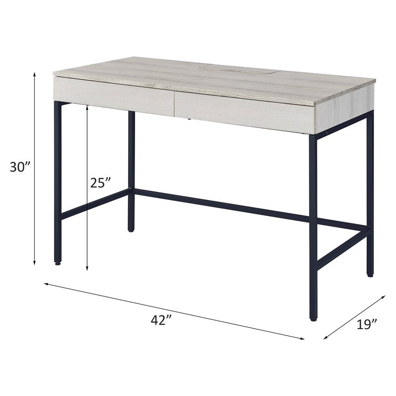 Bowery Hill Wood Top Writing Desk with 2 Drawers in Natural and Black