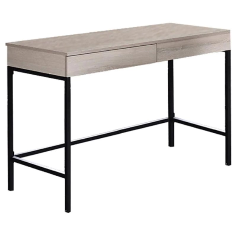 Bowery Hill Wood Top Writing Desk with 2 Drawers in Natural and Black