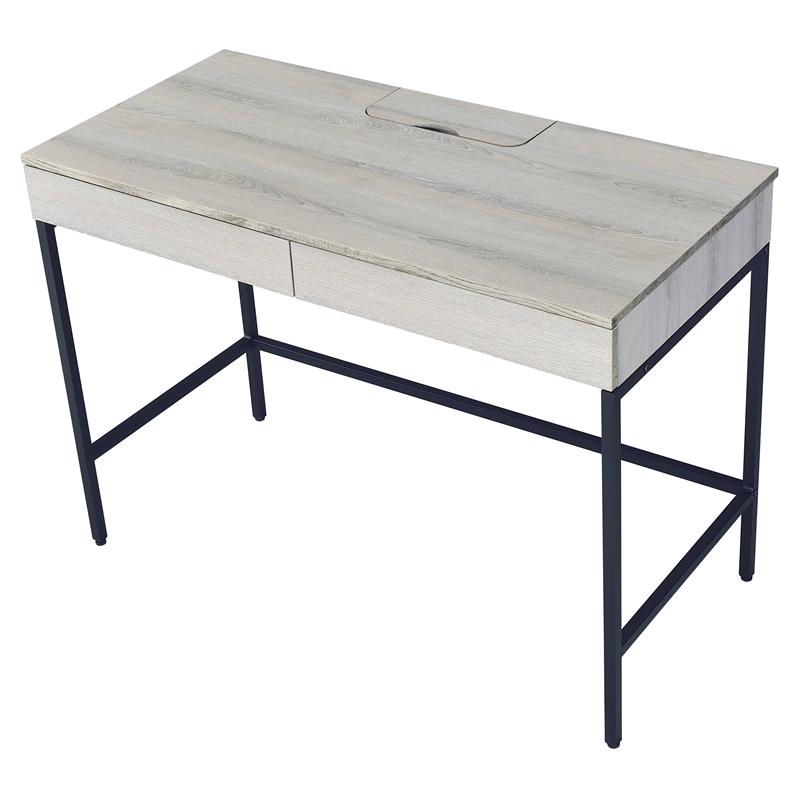 Bowery Hill Wood Top Writing Desk with 2 Drawers in Natural and Black
