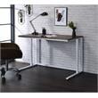 Bowery Hill Wooden Rectangle Top Writing Desk with USB Port in Walnut and White