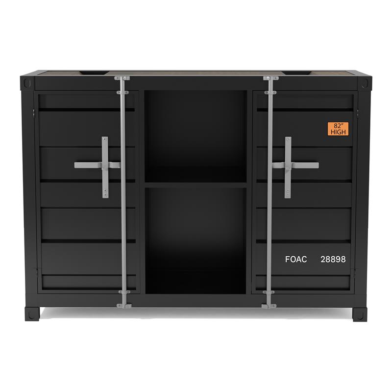 Bowery Hill Modern Metal 6-Shelf Console Table in Sand Black