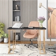 Bowery Hill Contemporary Metal Writing Desk with USB in Black