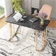 Bowery Hill Contemporary Metal Writing Desk with USB in Black
