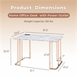 Bowery Hill Contemporary Metal Writing Desk with USB in Black