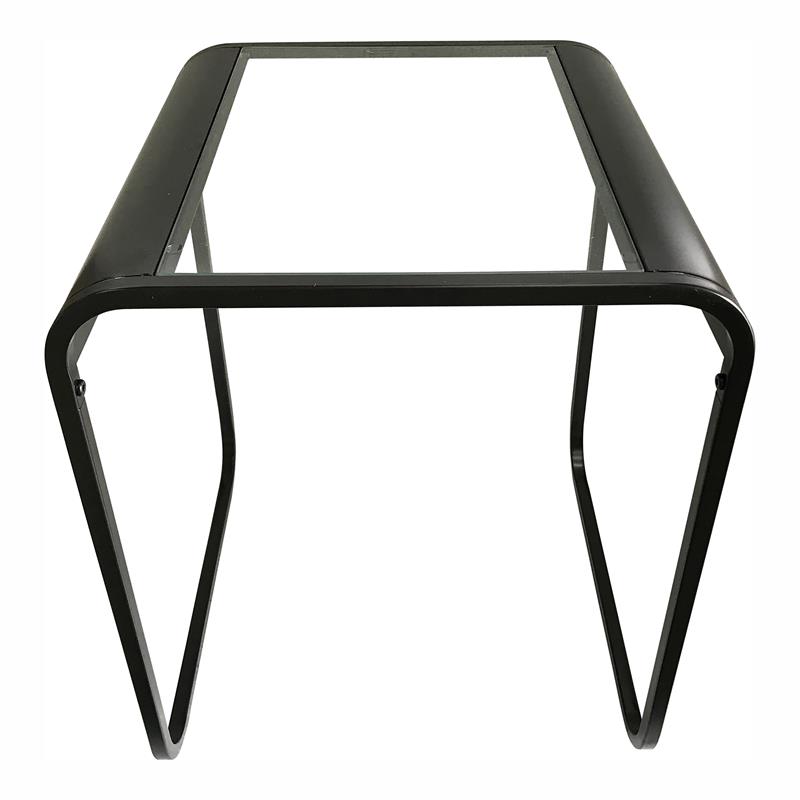 Bowery Hill Modern Glass Top 2-Piece Nesting Table Set in Black