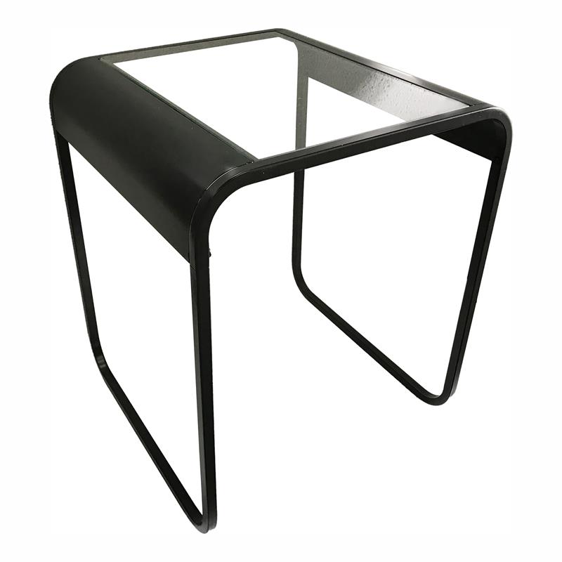 Bowery Hill Modern Glass Top 2-Piece Nesting Table Set in Black