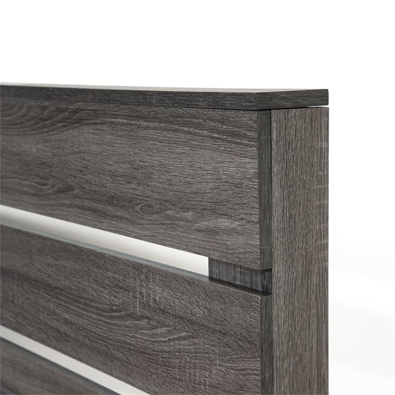 Bowery Hill Transitional Wood California King Slatted Bed in Gray