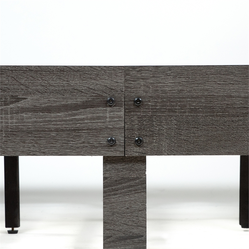 Bowery Hill Transitional Wood California King Slatted Bed in Gray