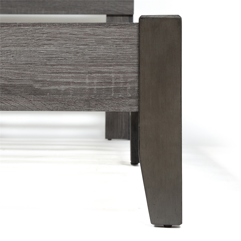 Bowery Hill Transitional Wood California King Slatted Bed in Gray