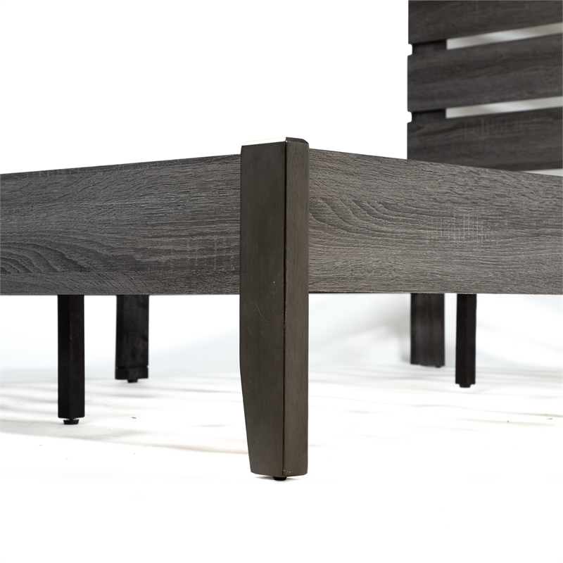 Bowery Hill Transitional Wood California King Slatted Bed in Gray