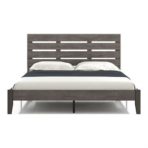 Bowery Hill Transitional Wood California King Slatted Bed in Gray