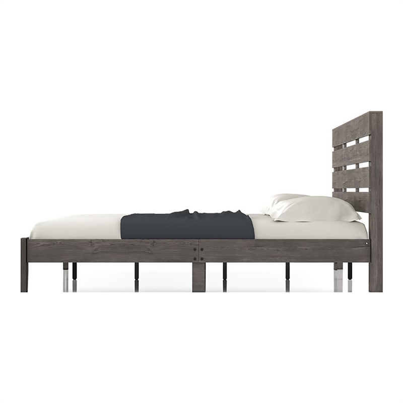 Bowery Hill Transitional Wood California King Slatted Bed in Gray