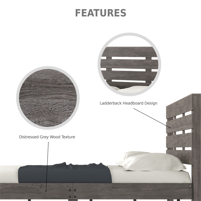 Bowery Hill Transitional Wood California King Slatted Bed in Gray