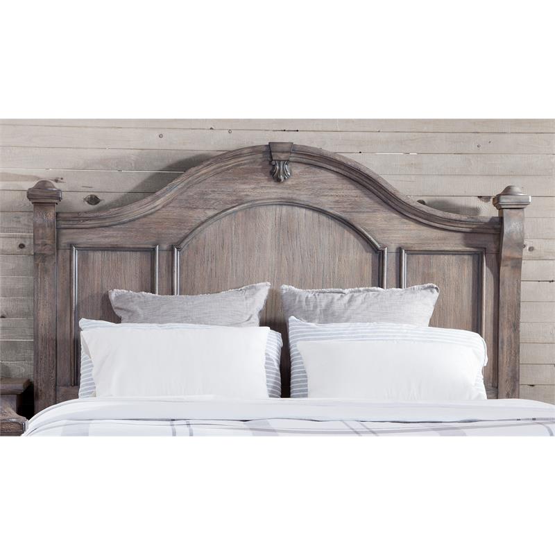 Bowery Hill Modern Rustic Charcoal Wood Queen Poster Headboard