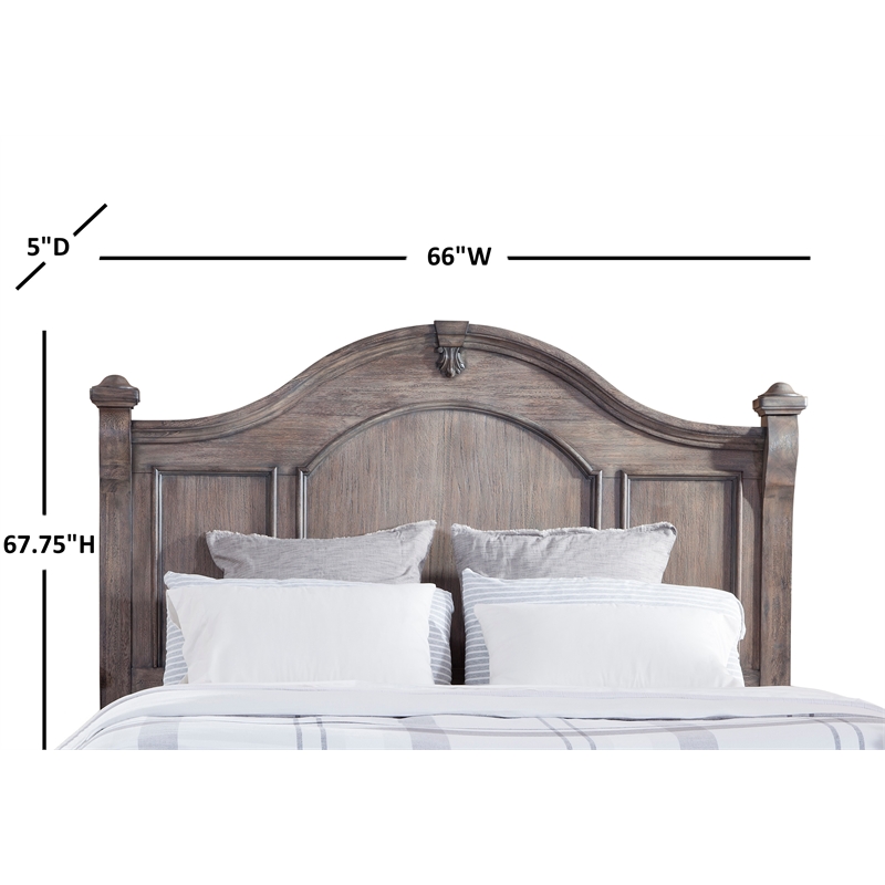 Bowery Hill Modern Rustic Charcoal Wood Queen Poster Headboard