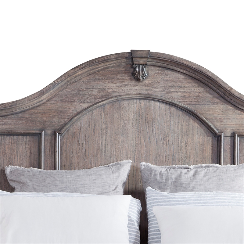 Bowery Hill Modern Rustic Charcoal Wood Queen Poster Headboard