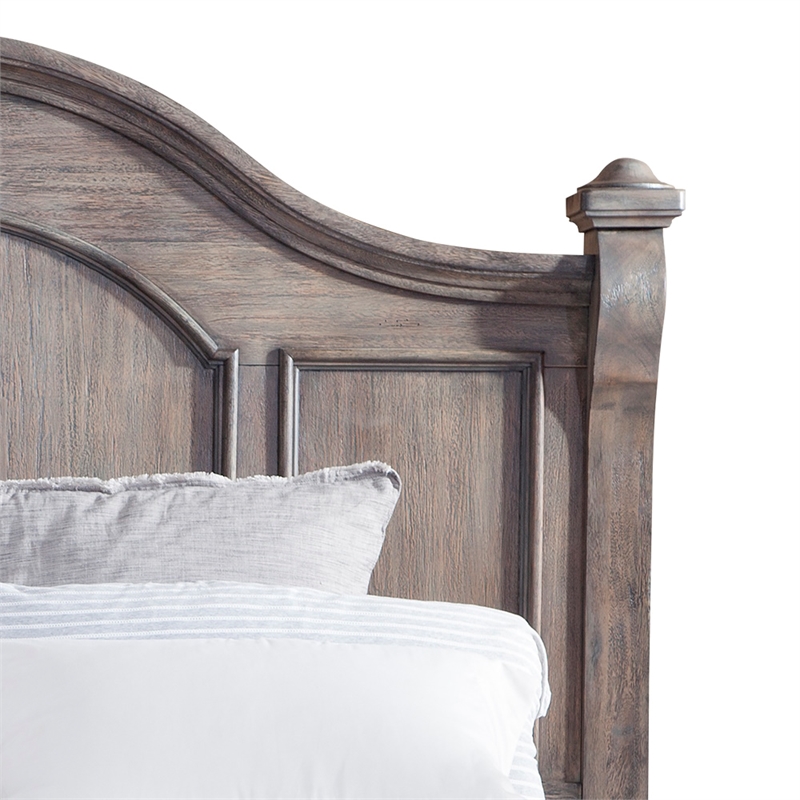 Bowery Hill Modern Rustic Charcoal Wood Queen Poster Headboard