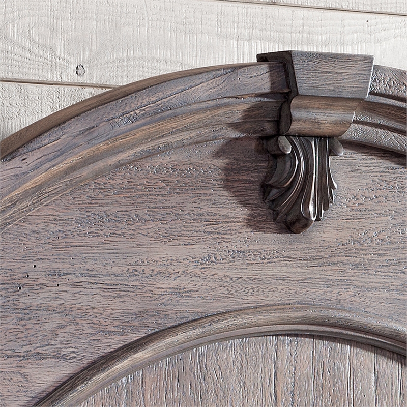 Bowery Hill Modern Rustic Charcoal Wood Queen Poster Headboard