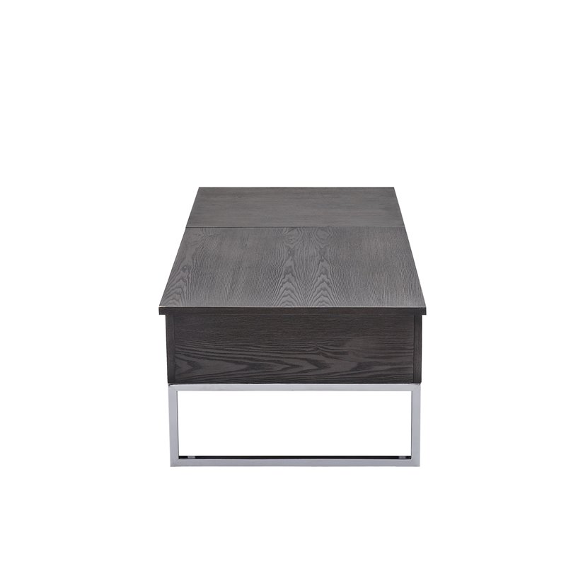 Bowery Hill Coffee Table with Lift Top in Gray Oak and Chrome