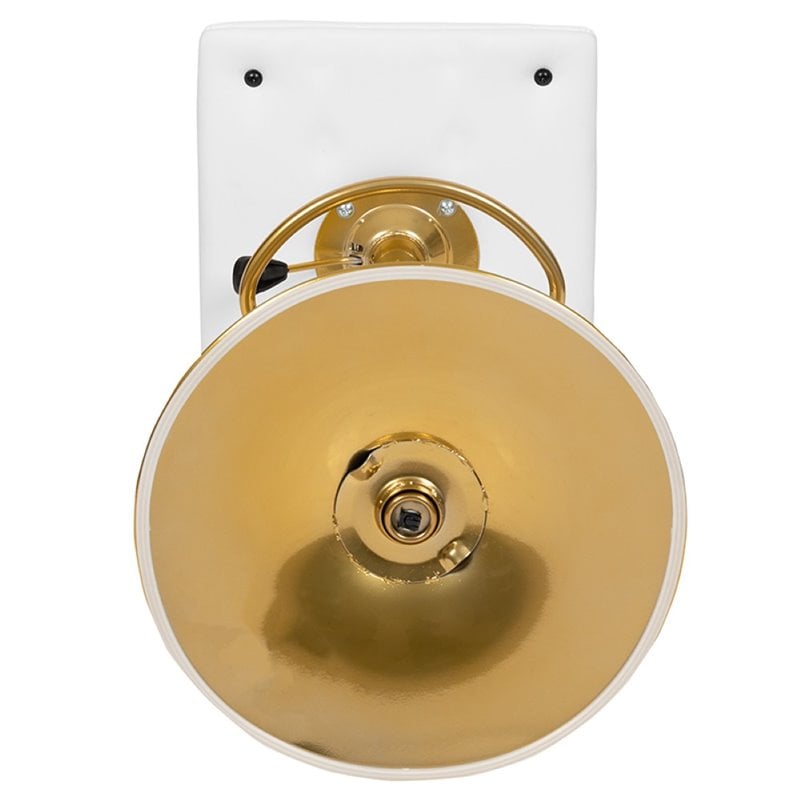 Bowery Hill Adjustable Faux Leather Bar Stool in White and Gold (Set of 2)