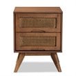 Bowery Hill Brown Finished Wood and Synthetic Rattan 2-Drawer Nightstand