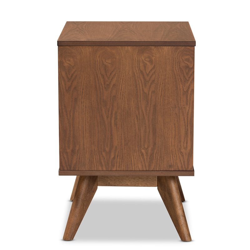 Bowery Hill Brown Finished Wood and Synthetic Rattan 2-Drawer Nightstand