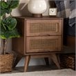 Bowery Hill Brown Finished Wood and Synthetic Rattan 2-Drawer Nightstand