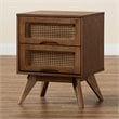 Bowery Hill Brown Finished Wood and Synthetic Rattan 2-Drawer Nightstand
