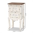 Bowery Hill Two-Tone Brown and Antique White Wood 2-Drawer End Table