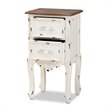Bowery Hill Two-Tone Brown and Antique White Wood 2-Drawer End Table