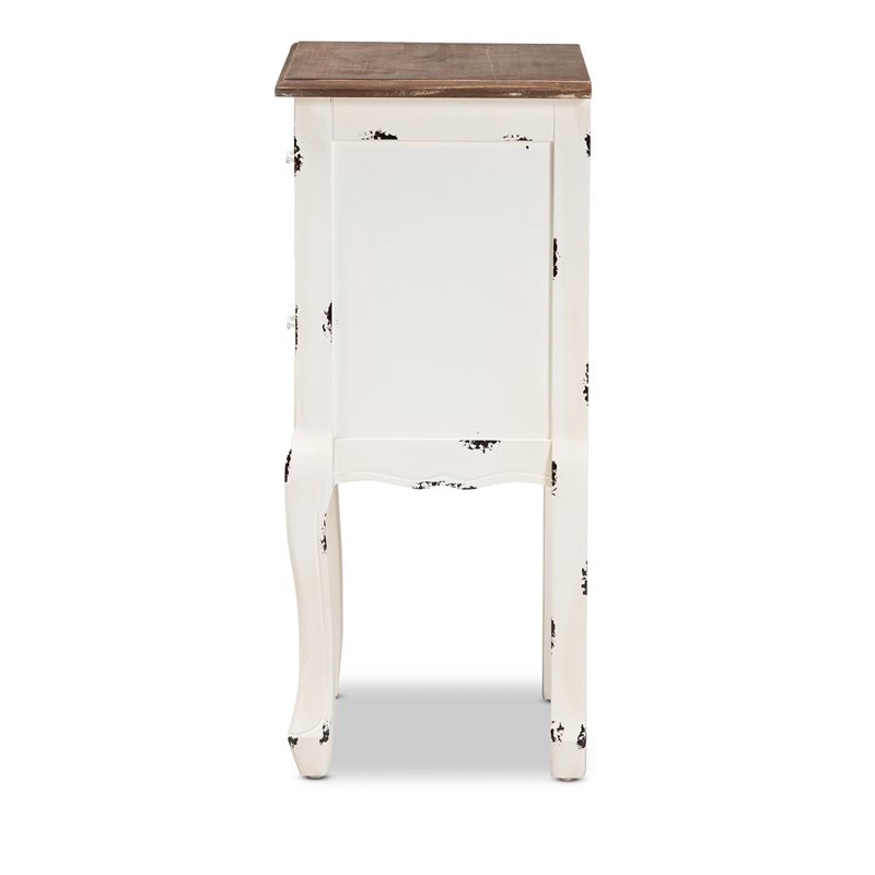 Bowery Hill Two-Tone Brown and Antique White Wood 2-Drawer End Table